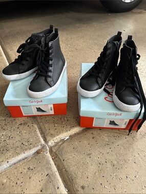 Cat & Jack Black High-Top Lace-Up Sneakers with White Soles ( 2 pairs)